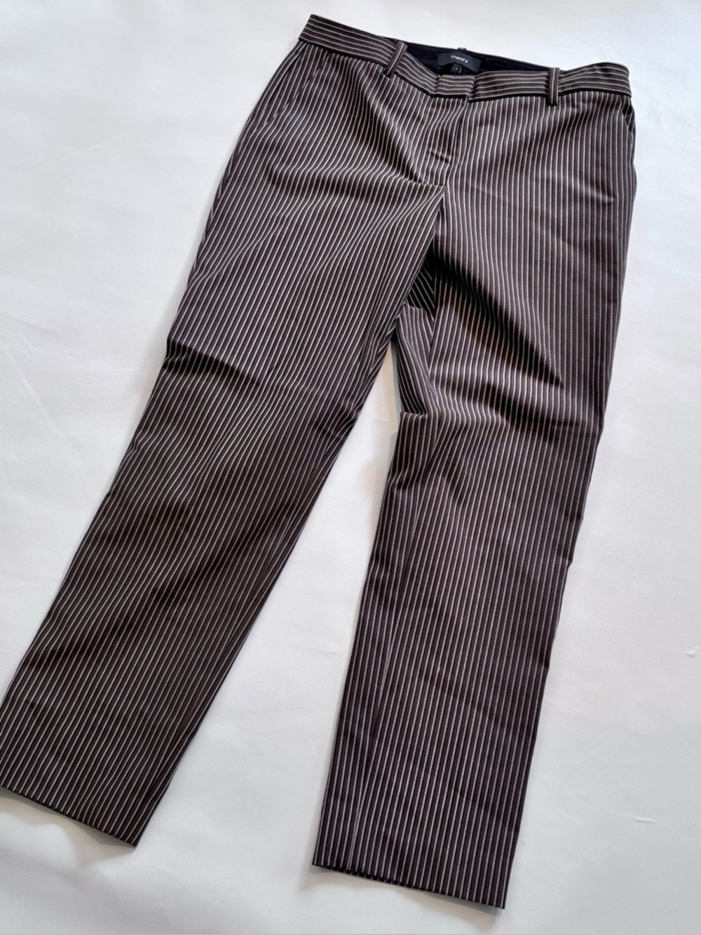 Theory Size 4 Womens Treeca 4 Capri Pants Crop Pants Striped Khaki Multi Cotton